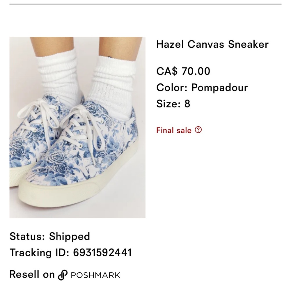 Reformation Hazel Canvas Sneaker Pompadour - Size 8